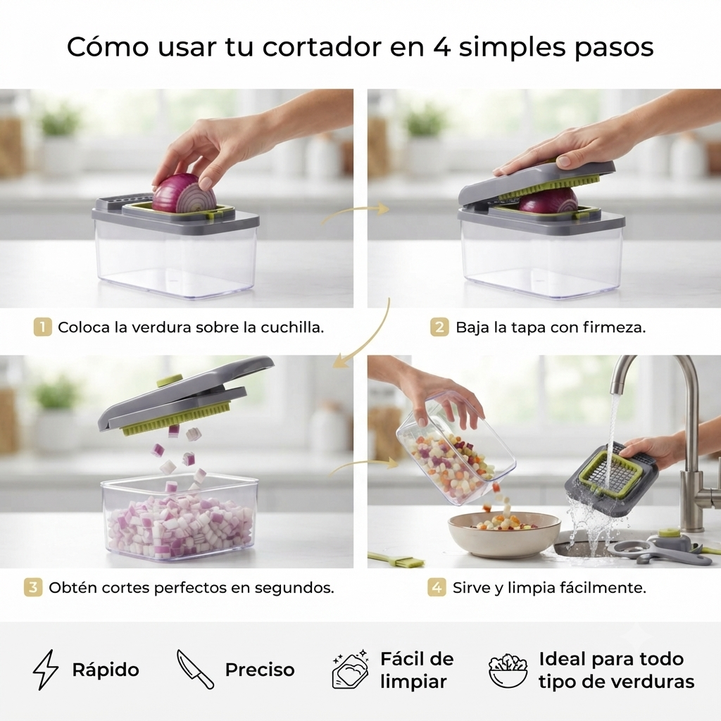 Cortador de Verduras Multifuncional 14 en 1 | Rápido, Seguro y Fácil de Limpiar