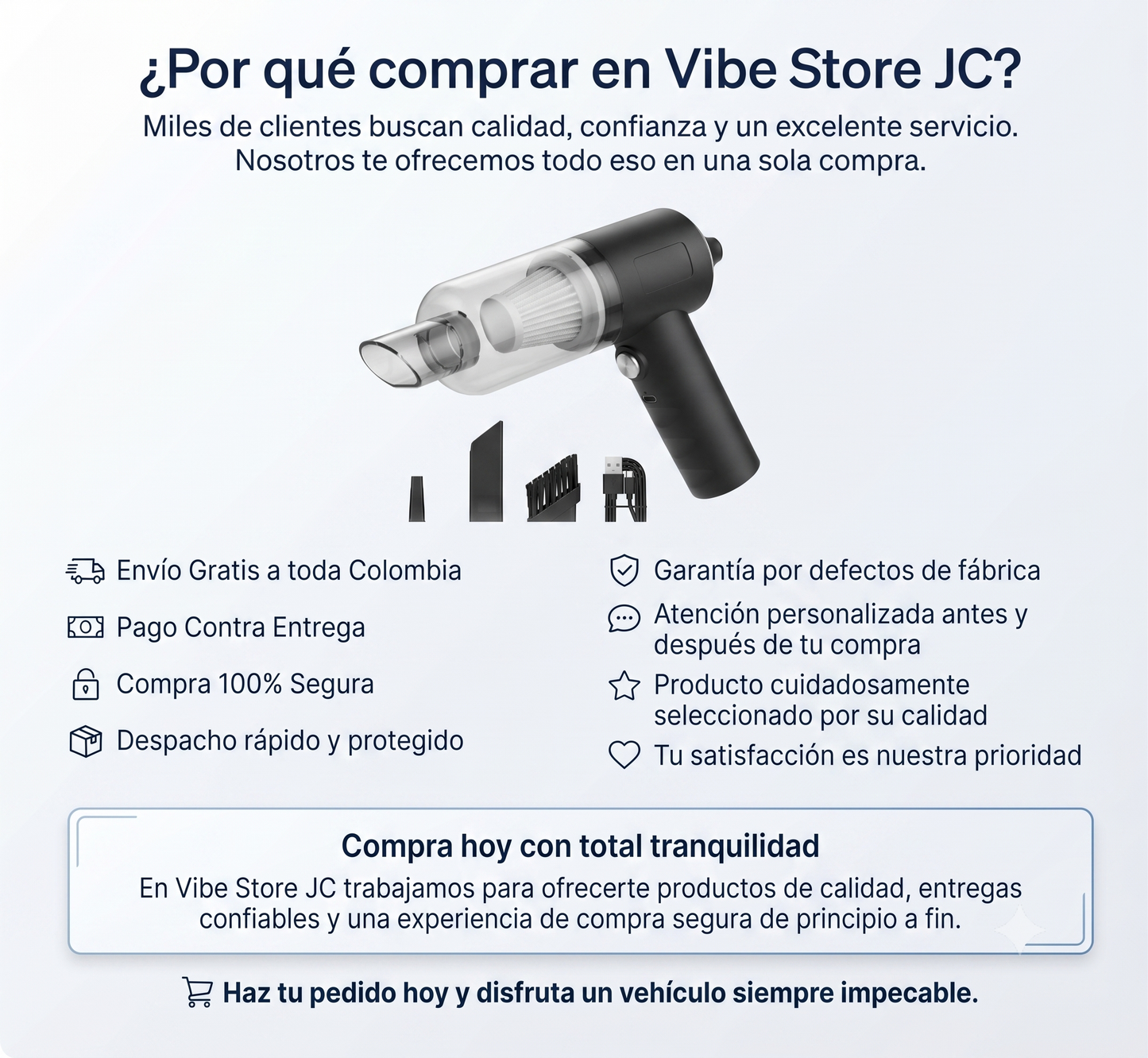 Mini Aspiradora Inalámbrica TurboVac™ 3 en 1 para Auto y Hogar