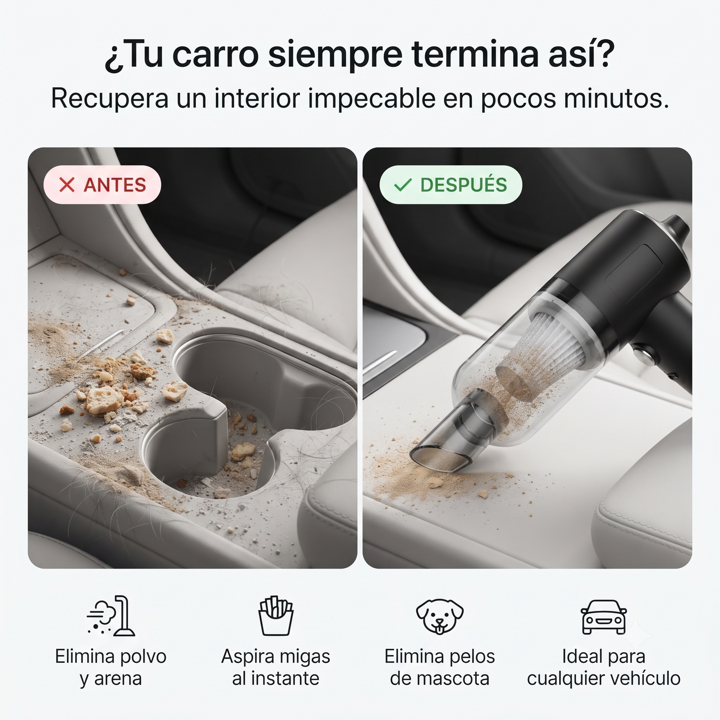 Mini Aspiradora Inalámbrica TurboVac™ 3 en 1 para Auto y Hogar